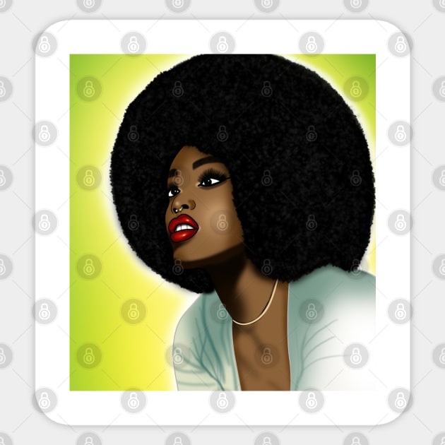 black woman with big afro hair Sticker by Spinkly Creations 